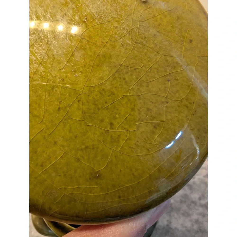 VINTAGE CERAMIC GREEN COFFEE CANISTER W/ LID